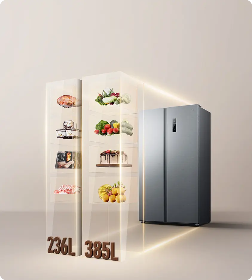 Lodówka Mijia Refrigerator Side-by-Side 621L z wizualizacją pojemności chłodziarki i zamrażarki