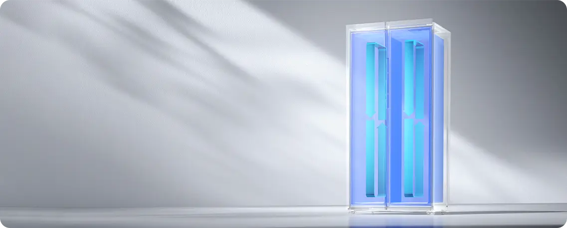 Wizualizacja niebieskiego systemu chłodzenia wewnątrz lodówki Mijia Refrigerator Side-by-Side 621L