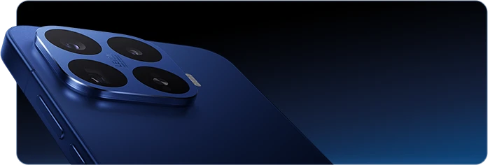 Niebieski smartfon Xiaomi z modułem poczwórnego aparatu Leica na ciemnym tle