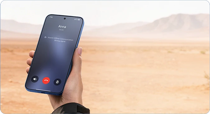 Smartfon Xiaomi używany do połączenia głosowego na pustynnym terenie