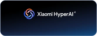 Logo systemu Xiaomi HyperAI na ciemnym tle z niebieskim gradientem