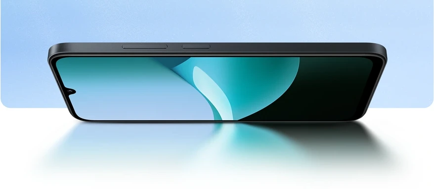 Smartfon Redmi 15C z 6,9-calowym ekranem AdaptiveSync 120Hz przedstawiony w poziomie.