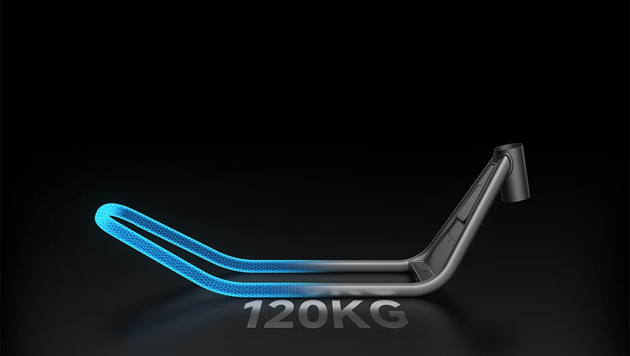 Wzmocniona rama Xiaomi Electric Scooter 6 z oznaczeniem maksymalnego obciążenia 120 kg