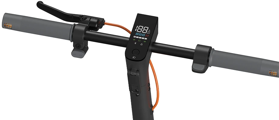 Wyświetlacz na kierownicy Xiaomi Electric Scooter 6 pokazujący prędkość i poziom baterii