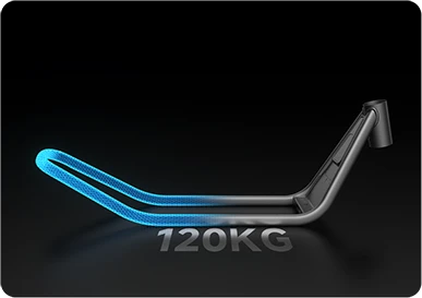 Wzmocniona rama Xiaomi Electric Scooter 6 z oznaczeniem maksymalnego obciążenia 120 kg