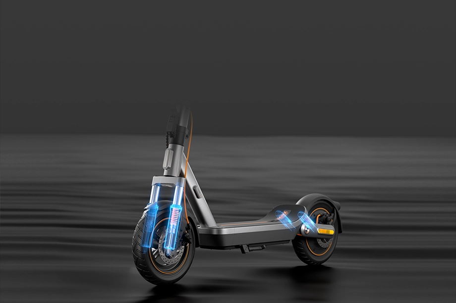 Xiaomi Electric Scooter 6 Max z podświetlonym układem amortyzacji podczas jazdy