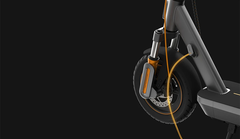 Detal przedniego zawieszenia hulajnogi Xiaomi Electric Scooter 6 Max