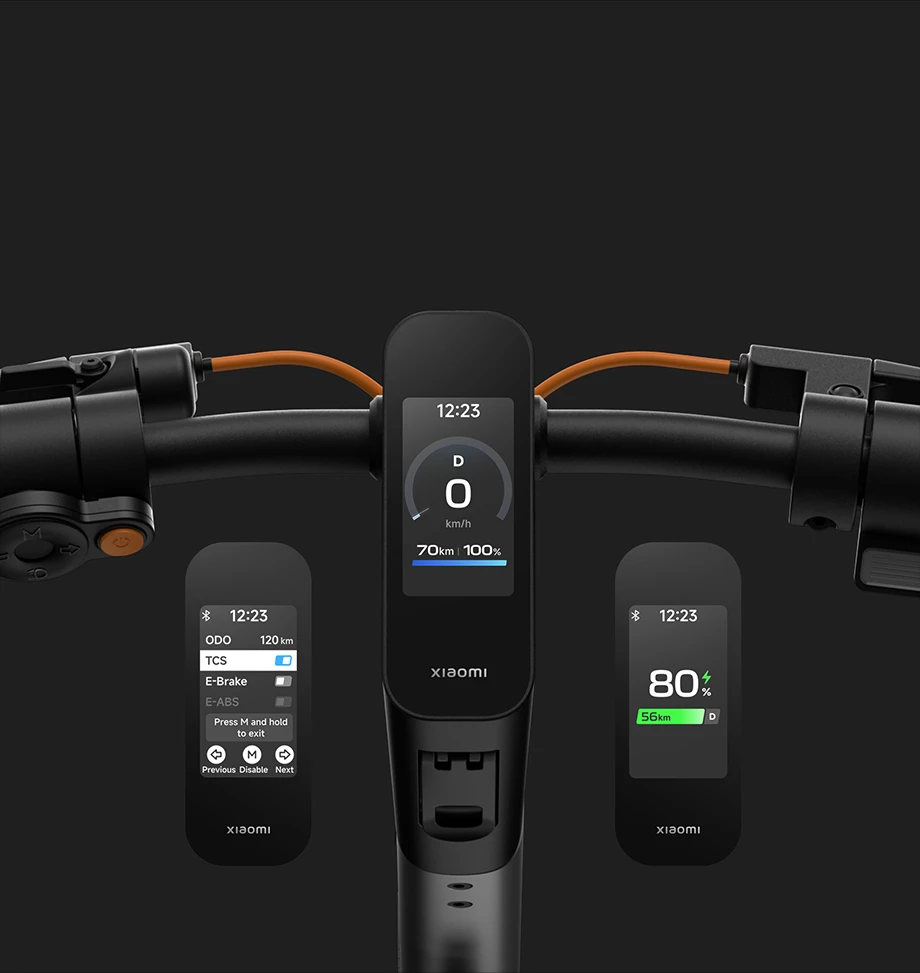 Wyświetlacz hulajnogi Xiaomi pokazujący prędkość i stan baterii