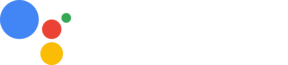Logo Asystenta Google z napisem „Hey Google” na czarnym tle, z kolorowymi kropkami symbolizującymi Asystenta.