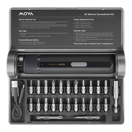 Zestaw wkrętaków 4V 8N-m MOVA MSD008